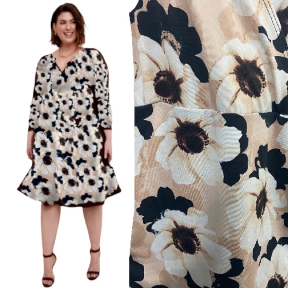 Dress midi floral plus Tommy control fashion sundress pink ivory black